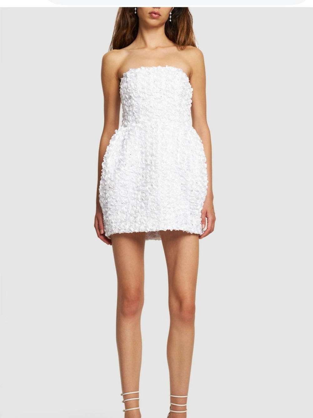 Rotate‎ White 3D Flower Mini Dress Sz 4 Satin Floral Bridal